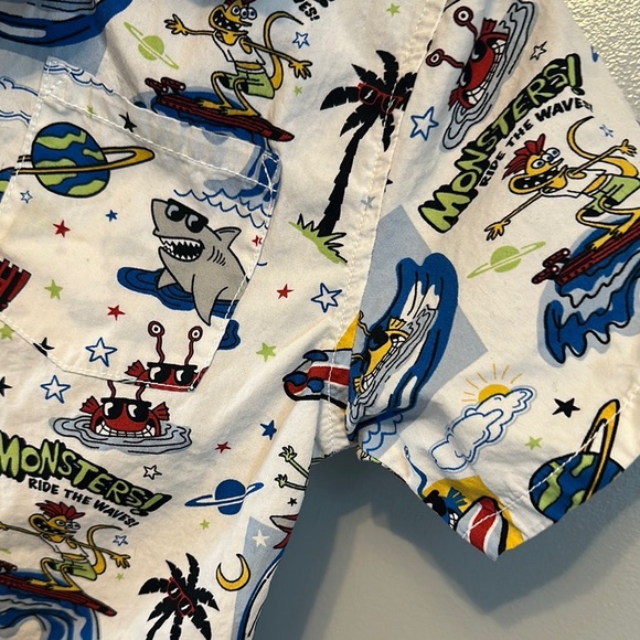 Garanimals White and Blue Button Down Shirt with Playful Print - Picture 5 of 6